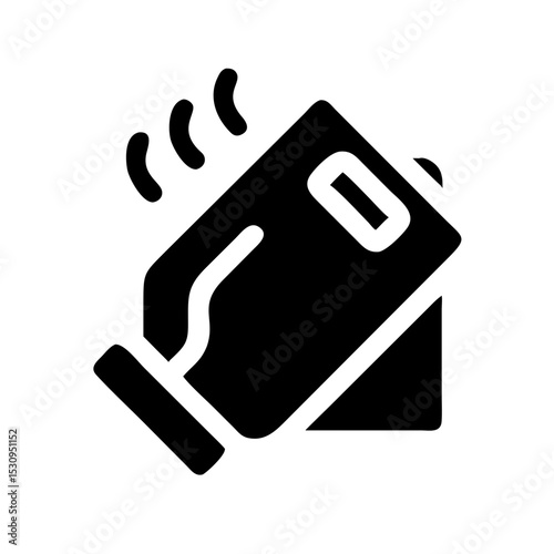 Hand Warmer Icon with Heat Waves: Black icon of a hand warmer with visible heat waves, symbolizing warmth and protection in freezing conditions.