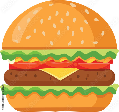 A burger in flat design