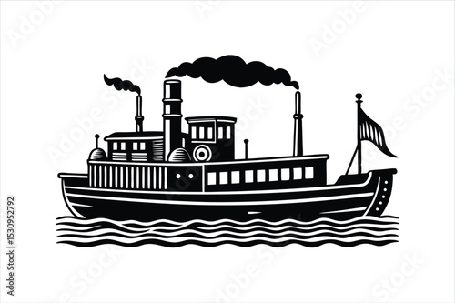Isolated Steamship Silhouette Vector Graphic for Infographics