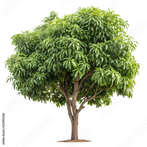 Lush Green Mango Tree: Isolated on White