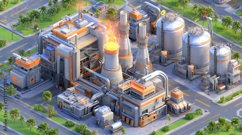 In a green environment, a biomass energy plant is used for converting biodegradable feedstock into a usable form of electricity