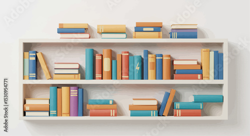 Bookshelves filled with a colorful array of books.