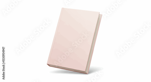 A hardcover book with a light pink cover, elegantly angled, exudes simplicity and elegance. 