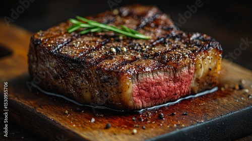 Grilled steak, perfectly seasoned and cooked