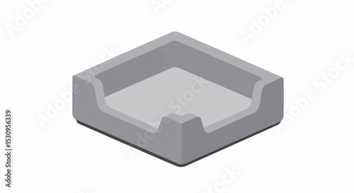 An empty, square-shaped, gray-colored object, likely a tray or holder, is presented in a minimalist style.