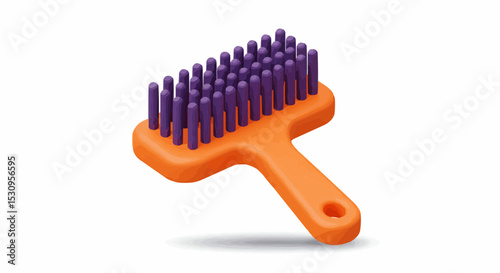 A vibrant orange and purple brush isolated on a neutral backdrop.