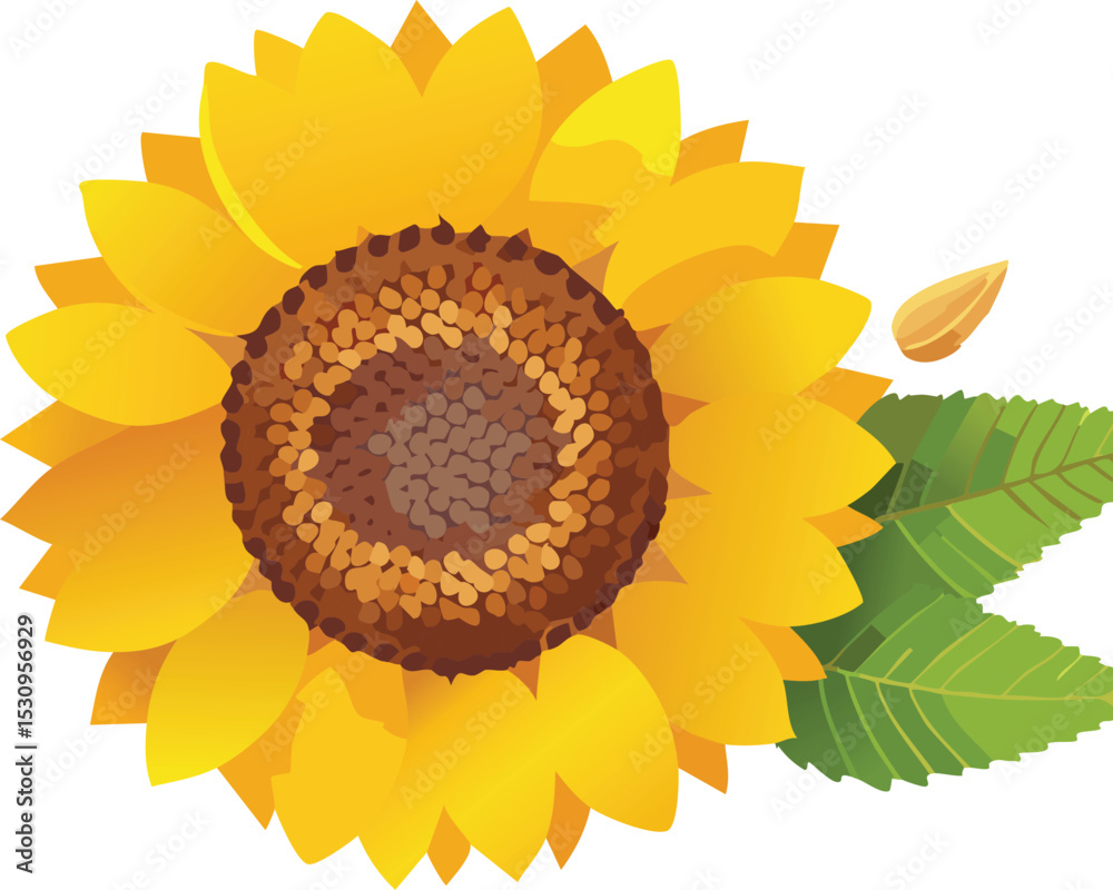 Fototapeta premium Flat Design Sunflower with Visible Seeds and Bold Petals