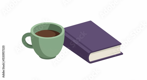 A cup of coffee beside a book ready for reading.