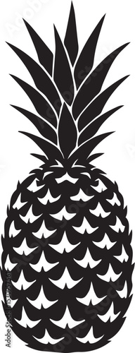 Pineapple black and white minimal illustration, Simple silhouette for summer designs