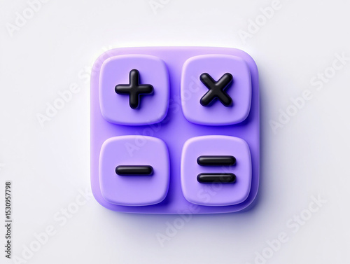 Purple Calculator App Icon with Basic Math Symbols
