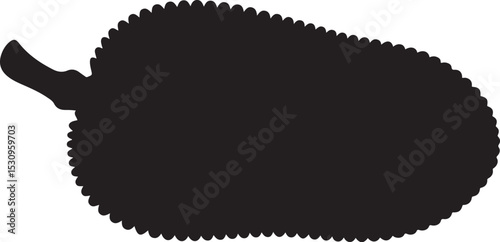 Black Silhouette of a Jackfruit Isolated on White