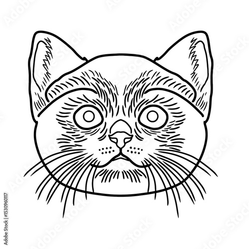 Hand drawn cat face vector illustration. Adorable cat doodles. Pet sketch