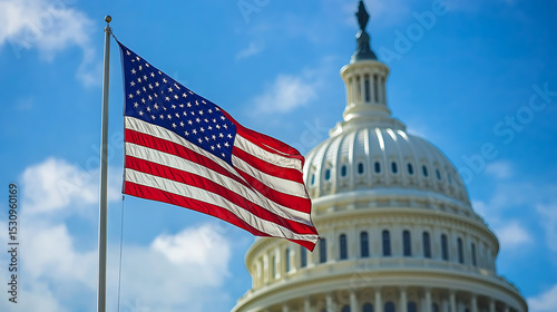 United states capitol building and american flag washington dc tourism government landmark travel usa 