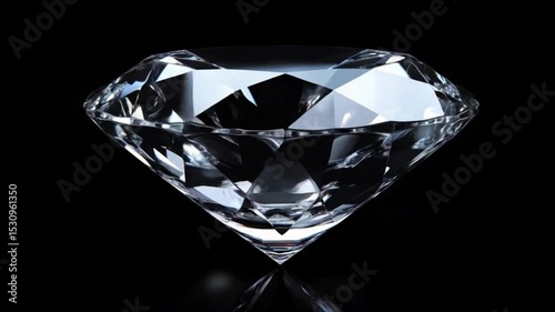 A stunning, brilliantly cut diamond glistening against a sleek black backdrop, showcasing its facets
