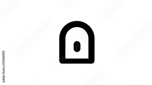 Icon of a rounded door handle in minimalist style on white background  