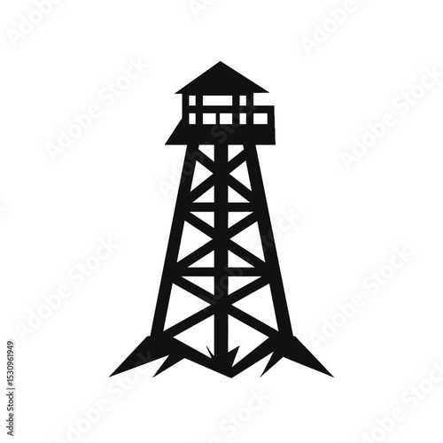 Minimal vector illustration of a fire lookout tower silhouette  