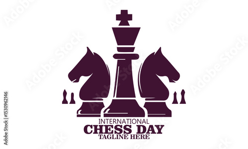 World chess day icon, world chess day vector illustration, chess day celebrates the timeless game of strategy and intellect logo design