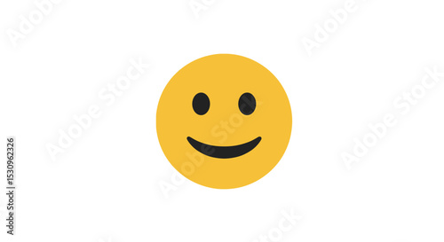 Simple yellow smiley face icon on a plain white background   photo