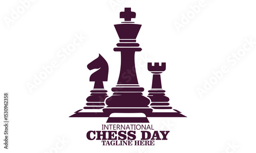 World chess day icon, world chess day vector illustration, chess day celebrates the timeless game of strategy and intellect logo design