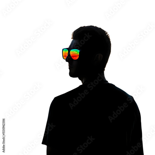 Mysterious Man in Neon Sunglasses: A Silhouette Portrait
