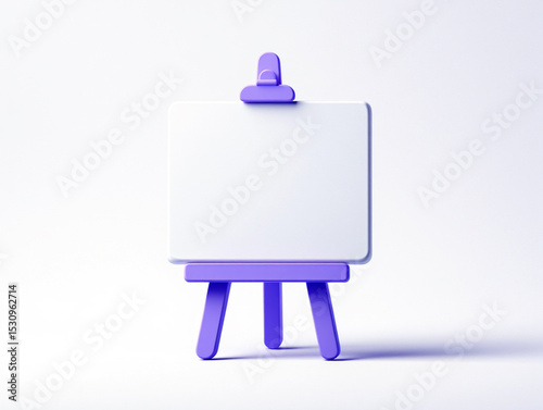 Purple Mini Easel with Blank White Canvas for Mockup