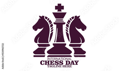 World chess day icon, world chess day vector illustration, chess day celebrates the timeless game of strategy and intellect logo design