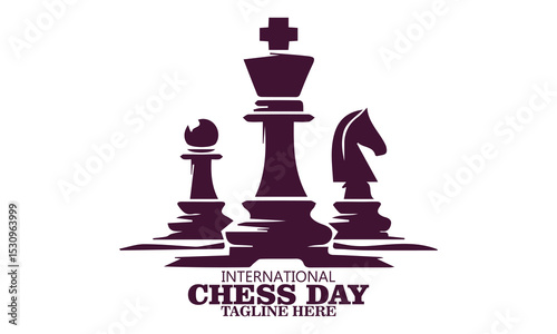 World chess day icon, world chess day vector illustration, chess day celebrates the timeless game of strategy and intellect logo design