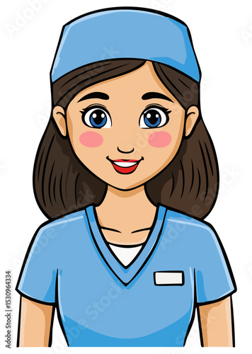 Cartoon female medical worker, isolated 