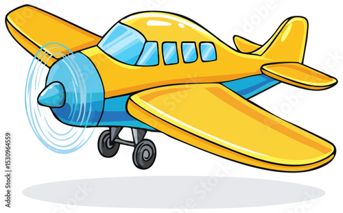 Cartoon yellow airplane, isolated 