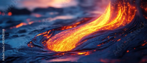 Flowing lava creates stunning natural landscape
