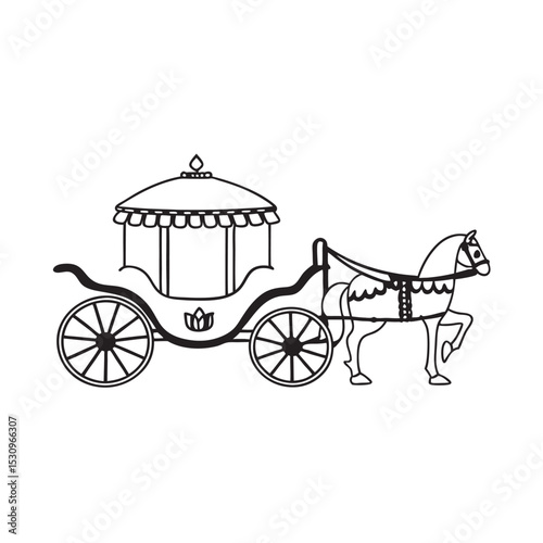 line art of indian chariot