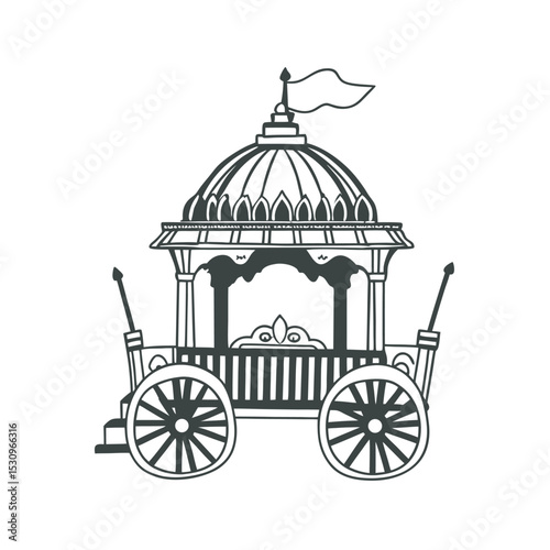 line art of indian chariot