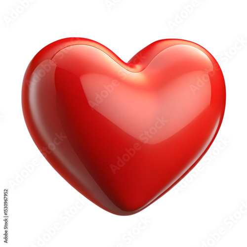 Glossy red heart shape 3d render on black background