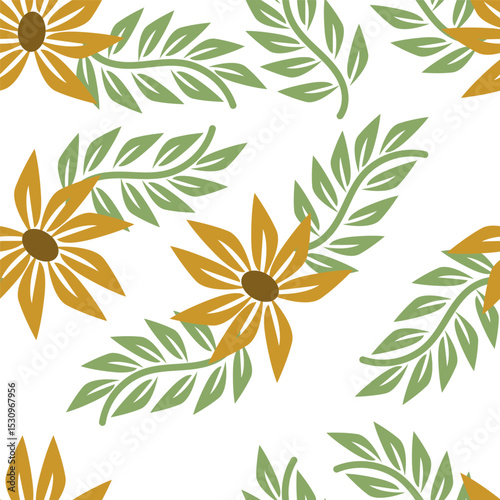 textile design with cute silhouette foliage pattern image
