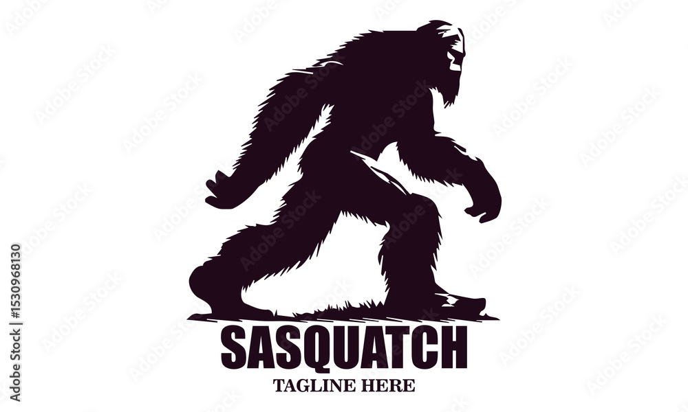 Fototapeta premium Sasquatch icon. Sasquatch vector illustration, bigfoot silhouette vector illustration and Bigfoot logo design