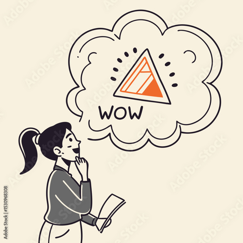 Hand drawn speech bubble. Abstract sticker with geometric shape and text. Irregular frame or thought cloud with quote. Wow lettering. Flat vector illustration in doodle .