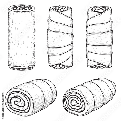 Chiko Roll vector bundle.   Chiko Roll  vector illustration bundle. Chiko Roll  lineart bundle,  clipart,  Chiko Roll  black silhouette bundle. 4.eps