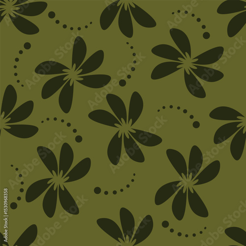 textile design with cute silhouette foliage pattern image
