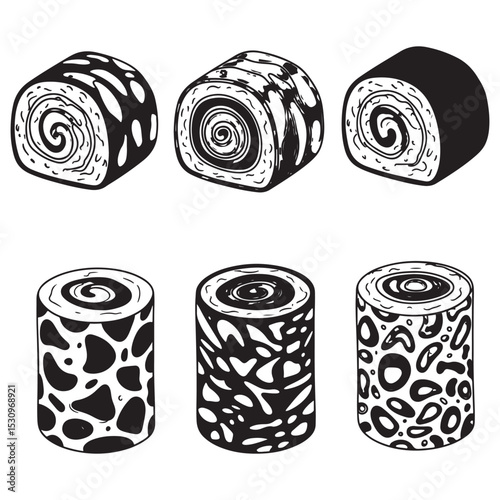 Chiko Roll vector.   Chiko Roll  vector illustration. Chiko Roll  lineart,  clipart,  Chiko Roll  black silhouette. 