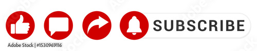 Social media engagement banner featuring Like, Comment, Share, Subscribe and Turn Notification On, perfect for YouTube end screens and content creator branding to boost audience interaction.