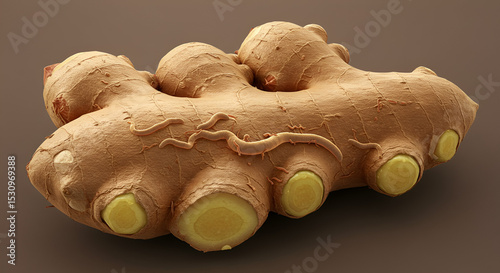 Ginger Rhizome Infested with Nematodes Under Pathological Observation photo