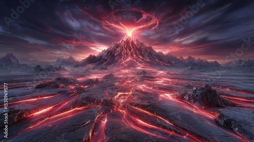 Photography of natural disasters including volcanic eruptions in mountain ranges from an aerial view showcases eruptive forces