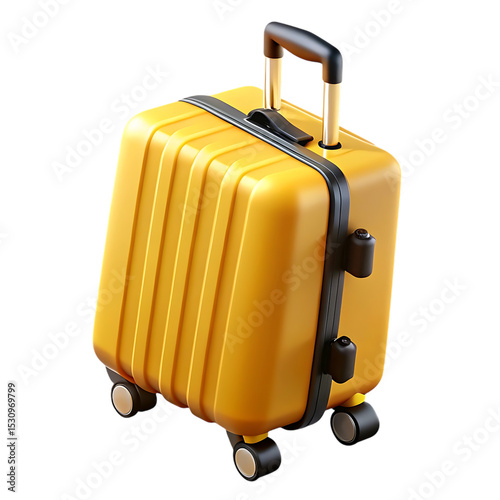 Small yellow suitcase on black background