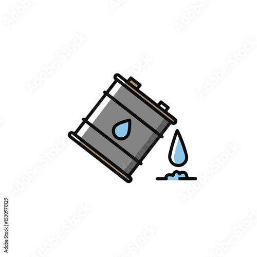 Oil barrel leaking, representing an oil spill, illustrating the potential for environmental damage.