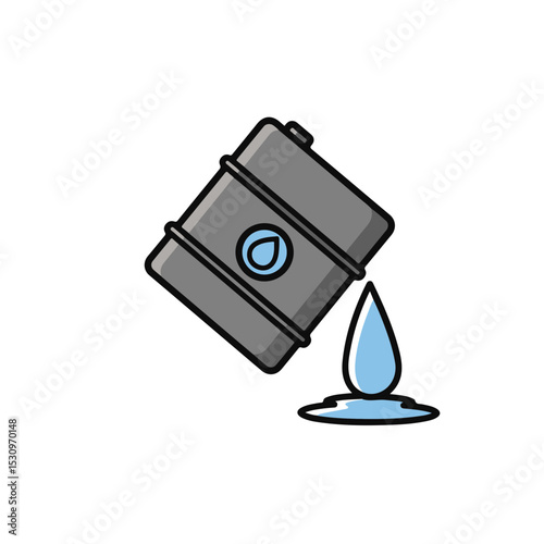 The depiction of a barrel leaking water on a plain background. 