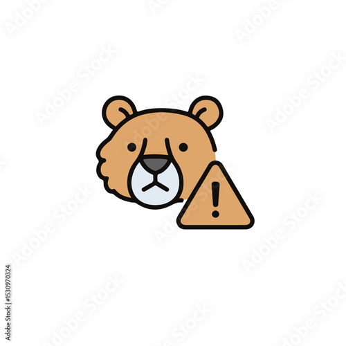 Cute cartoon cheetah with warning sign, expressing caution.