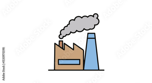 Illustrated of Factory with a pollution.
