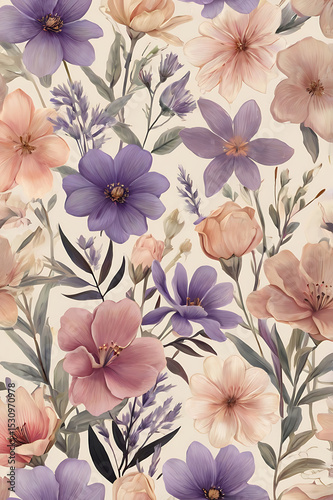 Dramatic Abstract Floral Pattern on Dark Background

