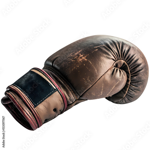Vintage Boxing Glove: Worn Leather, Boxing Equipment, Retro Sports Memorabilia