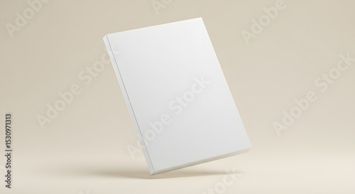 Blank White Book Mockup on Beige Background